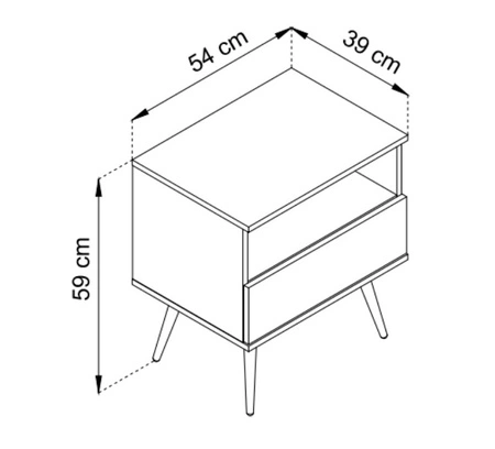 Luxuriöser beigefarbener Nachttisch mit Schublade eleganter Designschrank mit goldener Zierleiste Schrank auf schwarzen Metallbeinen