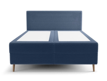 Boxspringbett Totti 160x200 blau stilvolles Bett mit Bettzeug Lagerung dreidimensionalen Stoff mit ausdrucksvollen Streifen