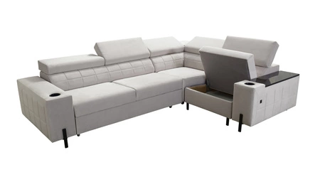 Ecksofa mit Schlaffunktion Belvi II türkis rechts elegantes und ergonomisches Ecksofa für das Wohnzimmer praktischer Stauraum an der Seite