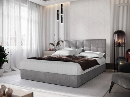Boxspringbett Harmony 160x200 grau Bett im modernen skandinavischen Stil mit einem Kopfteil mit Zierknöpfen