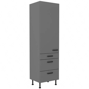 Verdi 60 DKS-215 3S 1F Küchenschrank mit Schubladenfronten feuchtigkeits- und beschädigungsbeständiger Schrank schwarze Metallgriffe