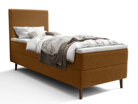 Boxspringbett Totti 90x200 Honig stilvolles Bett mit Bettzeug Lagerung dreidimensionalen Stoff mit ausdrucksstarken Streifen