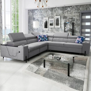 Ecksofa mit Schlaffunktion Belvi IV grau links elegantes und stilvolles Ecksofa für das Wohnzimmer praktischer Stauraum an der Seite