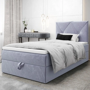 Boxspringbett Arvada 100x200 hellblau im modernen skandinavischen Stil mit gepolstertem Kopfteil Bett mit Staukasten