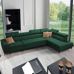 Ecksofa mit Schlaffunktion Bolmso XI grün rechte Seite stilvolles Design Ecksofa mit Schublade und Bettzeugcontainer