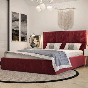 Polsterbett Hestia 180x200 mit Stauraum Dunkelrot moderner skandinavischer Stil mit bequemem Kopfteil