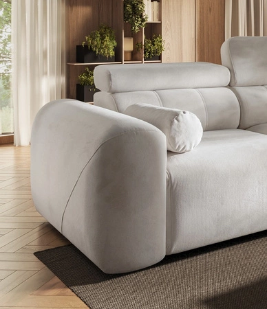 Ecksofa mit Schlaffunktion Cantare II Lux dunkelbeige rechts bequemes Ecksofa für Wohnzimmer mit hochklappbarem Fußteil weicher Stoff
