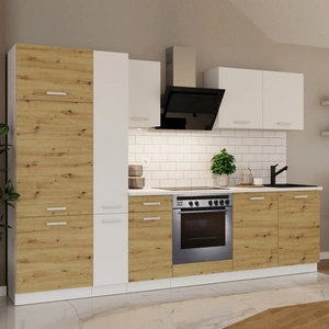 Toni 290 cm weiß / Eiche artisan Tischplatte Küche Set sieht toll aus in klassischen Interieurs