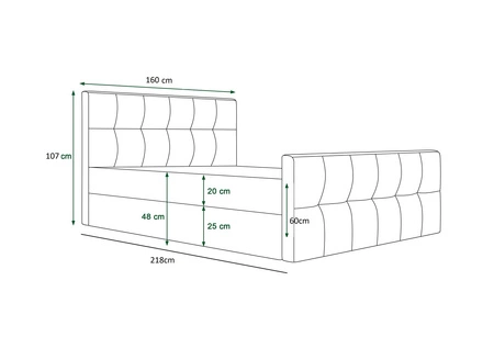 Boxspringbett Manhattan 160x200 Flaschengrün Bett im modernen skandinavischen Stil mit gepolstertem Kopf- und Fußteil
