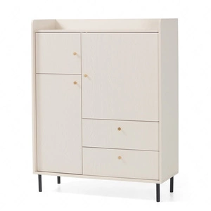 Kommode Ferdi 104 cm beige sand originelles Design hohe obere Kante der Kommode auf Metallbeine gesetzt
