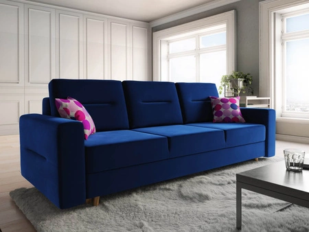 Sofa Bristol marineblaue mit Schlaffunktion passt perfekt in jede Einrichtung und bietet einen bequemen Schlafplatz im traditionellen und skandinavischen Stil