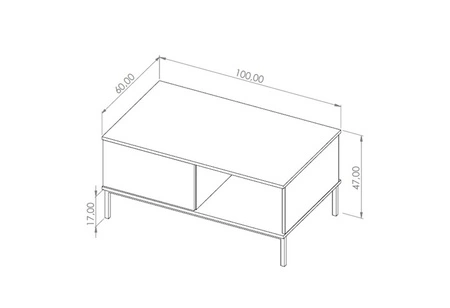 Tutti schwarz Couchtisch mit Schubladen einfache Form auf einem Metallsockel unterstützt auslaufsicher oben