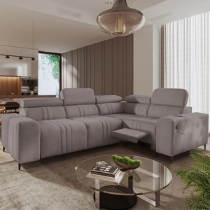 Ecksofa mit Schlaffunktion Castel II Lux graubraun rechtshändig komfortables Ecksofa für das Wohnzimmer mit bequemer ausziehbarer Fußstütze