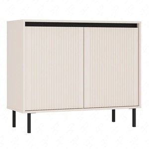 Kommode Osaka 100 cm beige/schwarz minimalistisches Design perfekt für Wohn- und Schlafzimmer geschmackvolle geriffelte Front