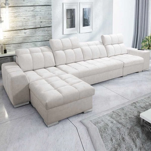 Ecksofa mit Schlaffunktion Luigi XII hellbeige linke Seite stilvolles Ecksofa für das Wohnzimmer in einer minimalistischen und eleganten Ausführung