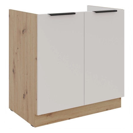 Küchenmöbelset Soela 260 cm elegante Küchenschränke in dezenten und natürlichen Farben Griffe mit Metallkante