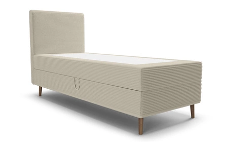 Boxspringbett Totti 90x200 beige stilvolles Bett mit Bettzeugablage dreidimensionaler Stoff mit ausdrucksvollen Streifen