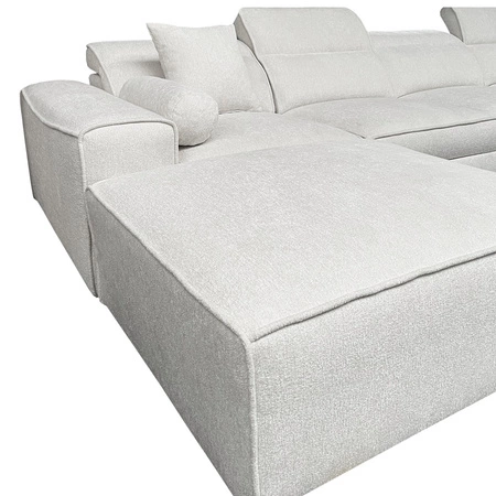 Ecksofa mit Schlaffunktion Viano VIII Lux grau Esche links Design-Ecksofa mit ausziehbarem Fußteil Bettzeug-Container