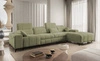 Ecksofa mit Schlaffunktion Penejos XII oliv rechts stilvolles Ecksofa mit Bettzeugcontainern komfortable verstellbare Kopfstützen