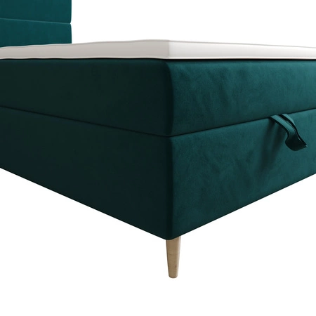 Boxspringbett Bing 90x200 türkis im modernen skandinavischen Stil mit gepolstertem Kopfteil Bett mit Staukasten