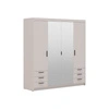 Kleiderschrank Rene 176 cm beige Sand stilvolles Design ABS beendet Rand trimmen Kleiderschrank mit Spiegel für Schlafzimmer oder Ankleidezimmer geräumige Schubladen