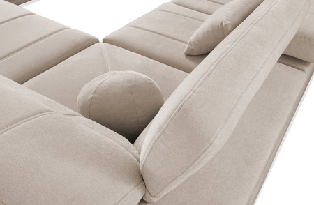 Ecksofa mit Schlaffunktion Cetara IV beige rechte Ecke stilvolles Design mit verschiebbaren Rückenlehnen zwei Bettzeugbehälter