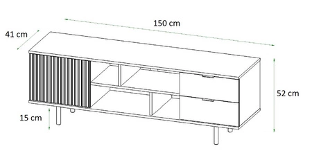 Wohnzimmer Möbel-Set Sula beige mit Metall Griffe dekorative geriffelte Fronten Push-to-Open-System bereichert