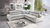 Ecksofa mit Schlaffunktion Provo III grau / weiß rechtes Ecksofa mit Bettzeugablage und verstellbaren Kopfstützen