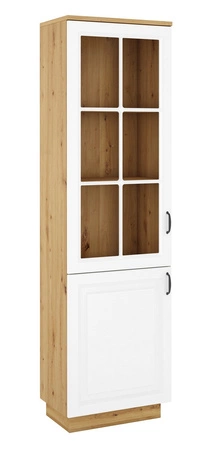 Scandi 60 cm Artisan Eiche / Weiß klassisches Design Sicherheitsglas stilvoll gefräste Fronten Metallgriffe