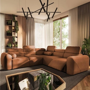 Ecksofa mit Schlaffunktion Cantare III Lux ziegelrot ziegelrot rechtes Stilvolles und bequemes Ecksofa für das Wohnzimmer mit hochklappbarer Fußstütze