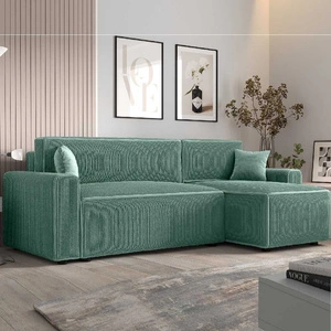 Ecksofa mit Schlaffunktion Brandon Bis patiniert rechte Ecke dreidimensionaler Stoff mit ausdrucksstarken Streifen Bettzeugbehälter