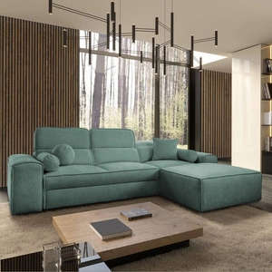 Ecksofa mit Schlaffunktion Viano patina rechte Seite stilvolles Ecksofa mit interessanter Form verstellbare Kopfstützen Zierkissen