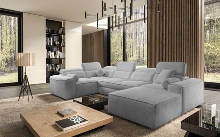 Ecksofa mit Schlaffunktion Viano IV hellgrau rechts Designer-Ecksofa das sich perfekt in moderne Einrichtungen einfügt