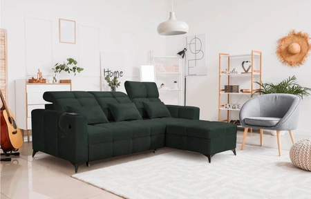 Ecksofa mit Schlaffunktion Laredo grün rechte Ecke komfortables und stilvolles Schlafsofa mit Bettzeugcontainer