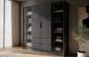 Kleiderschrank Corse 206 cm graphit modernes Design Kleiderschrank mit Glasfronten und geräumigen Schubladen ideal für Schlafzimmer und Büros