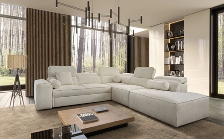 Ecksofa mit Schlaffunktion Viano IX creme rechts stilvolles Ecksofa mit Bettzeugcontainer ideales Möbelstück für ein großes Wohnzimmer