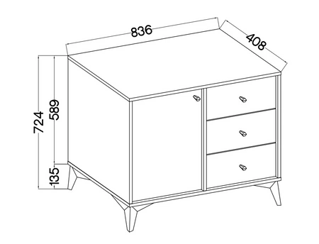 Schubladenkommode Kioto I 84 cm beige modernes Design dezente goldene Griffe Metallsockel ideale Kommode für Wohnzimmer