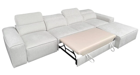 Ecksofa mit Schlaffunktion Viano XII grau Esche rechts Ecksofa mit interessanter Form verstellbare Kopfstützen Zierkissen