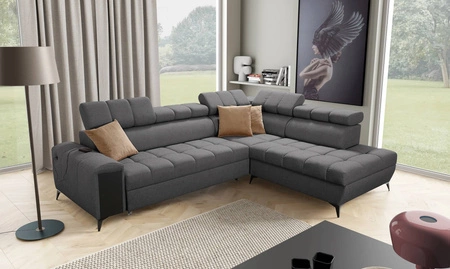 Ecksofa mit Schlaffunktion Bolmso VII graphit rechte Ecke äußerst elegantes Ecksofa für Wohnzimmer mit Schublade und Bettzeugcontainer