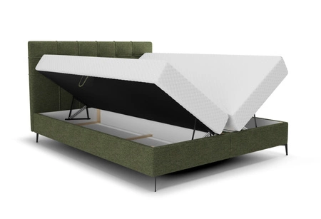 Boxspringbett Irvine 140x200 grün Stilvolles Bett mit Bettzeugablage und hohem Kopfteil besticht durch sein elegantes Design