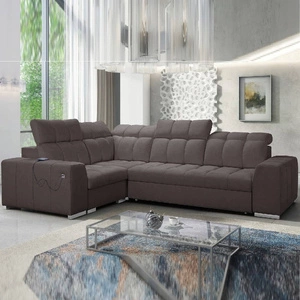 Ecksofa mit Schlaffunktion Luigi II braun links Ecksofa mit Bettkasten für den täglichen Liegekomfort