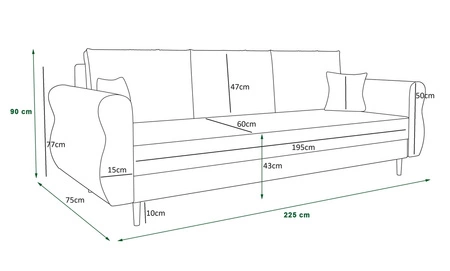 Wilkins Sofa mit Schlaffunktion Senf elegantes Sofa für Wohnzimmer im skandinavischen Stil geschwungene Seiten verleihen Charakter