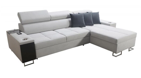 Ecksofa mit Schlaffunktion Dafni Hellbraun/Weiß rechtsseitig geflochten bietet Komfort und Funktionalität während der täglichen Erholung