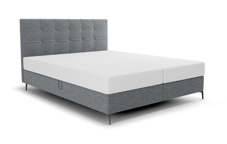 Boxspringbett Irvine 140x200 grau stilvolles Bett mit Bettzeugablage und hohem Kopfteil besticht durch sein elegantes Design