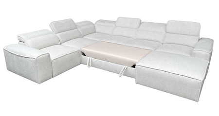 Ecksofa mit Schlaffunktion Viano VIII hellbraun rechts modernes Ecksofa mit interessantem Design Container für Bettzeug
