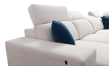 Ecksofa mit Schlaffunktion Kelly Sleek VI grau Esche links modernes Design Ecksofa für Wohnzimmer mit verstellbaren Kopfstützen