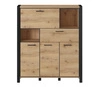 Aktiv Hochkommode 120 cm Eiche taurus / schwarz Designerkommode mit Schublade im Industriestil schwarze Metallgriffe