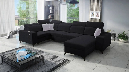 Ecksofa mit Schlaffunktion Kelly Sleek IV schwarz rechtsseitig Ecksofa mit Bettkästen Webstoff
