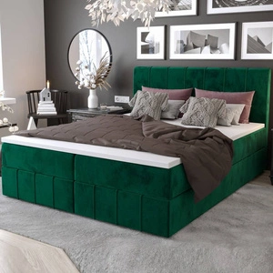 Boxspringbett Casey 180x200 flaschengrün Bett im modernen skandinavischen Stil mit markantem Kopfteil