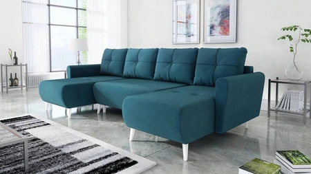 Ecksofa mit Schlaffunktion Felicie U türkis stilvolles und elegantes Ecksofa das sich in skandinavische Stilrichtungen einfügt